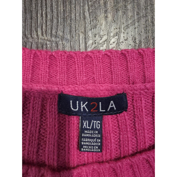 UK2LA Hot Pink Long Sleeve Crop Top Sweater Women's Size XL - Picture 2 of 7